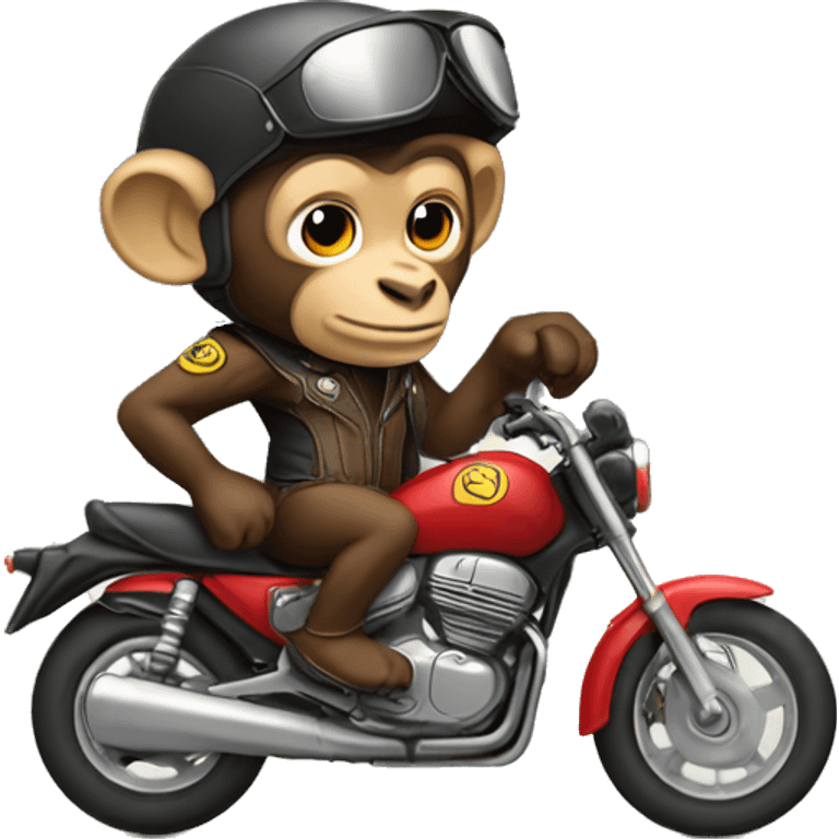 Motorcycle with a Monkey on it wearing motorcycle clothes emoji