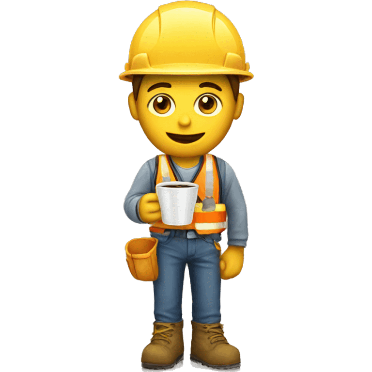 construction worker with coffee emoji