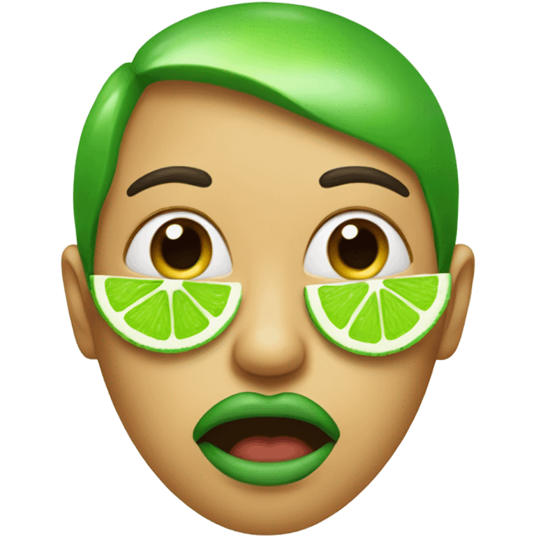 Green lips with lime in mouth emoji