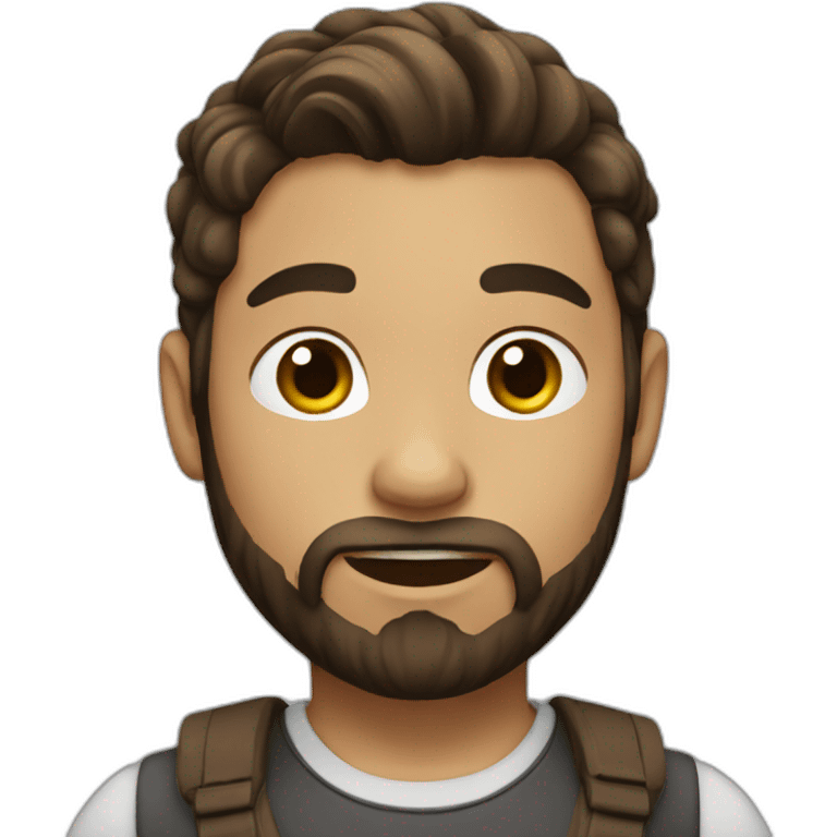 Boy with  ponytail and beard with brown hair emoji