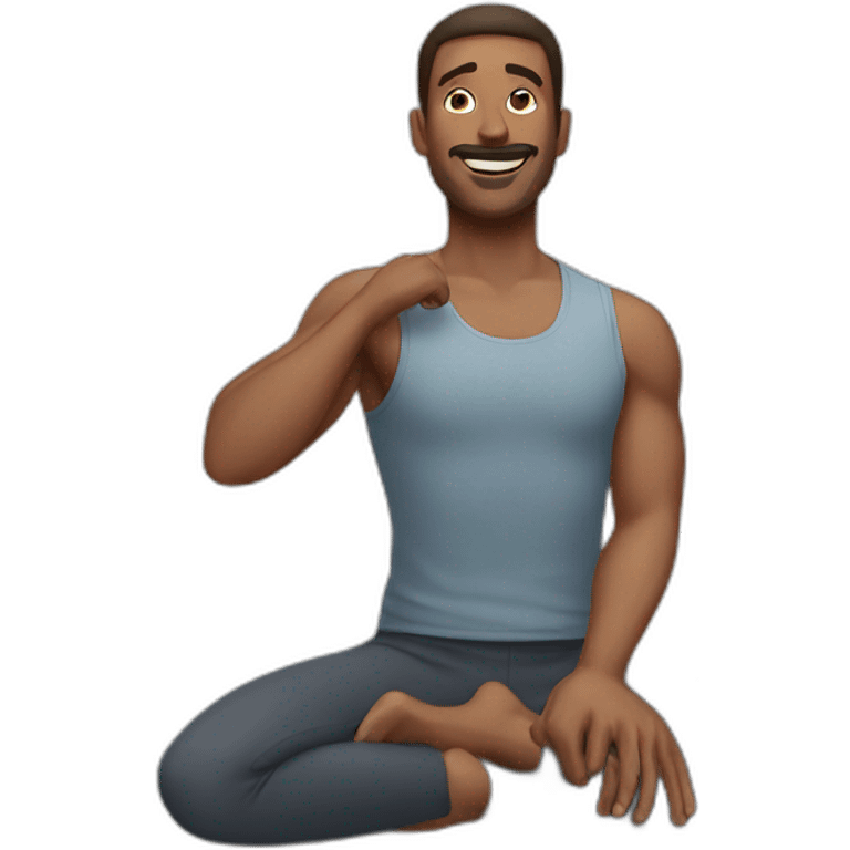 men doing stretch emoji