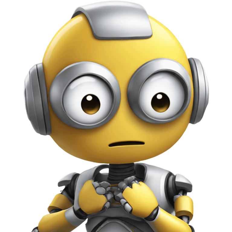 cute robot in the pose of a thinker emoji