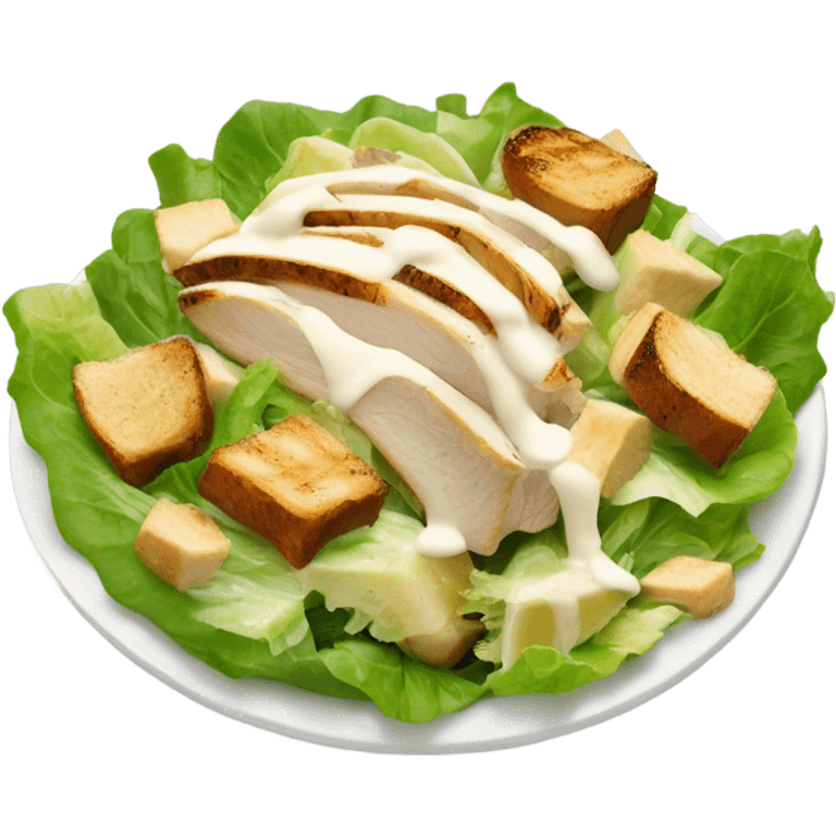 Cesar salad with  croutons, chicken and Cesar dressing  emoji