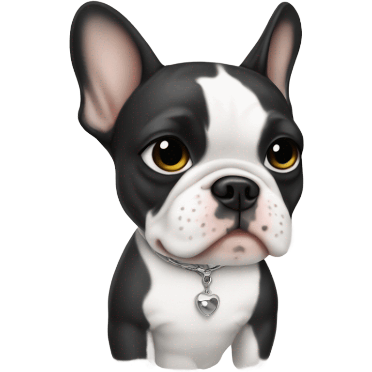 Girl with piercings and a white french bulldog emoji