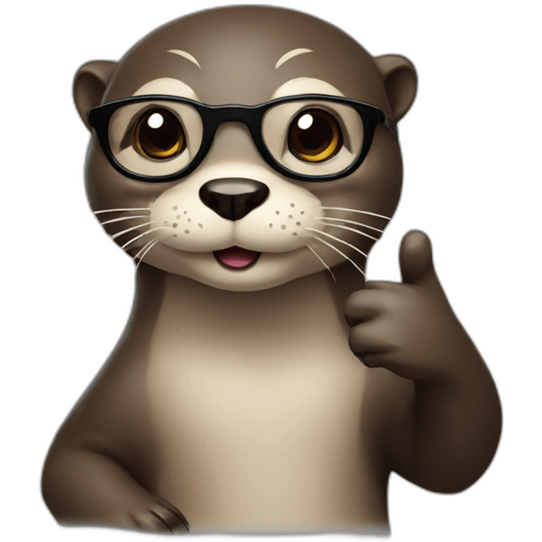 otter with glasses pointing up with its index finger emoji