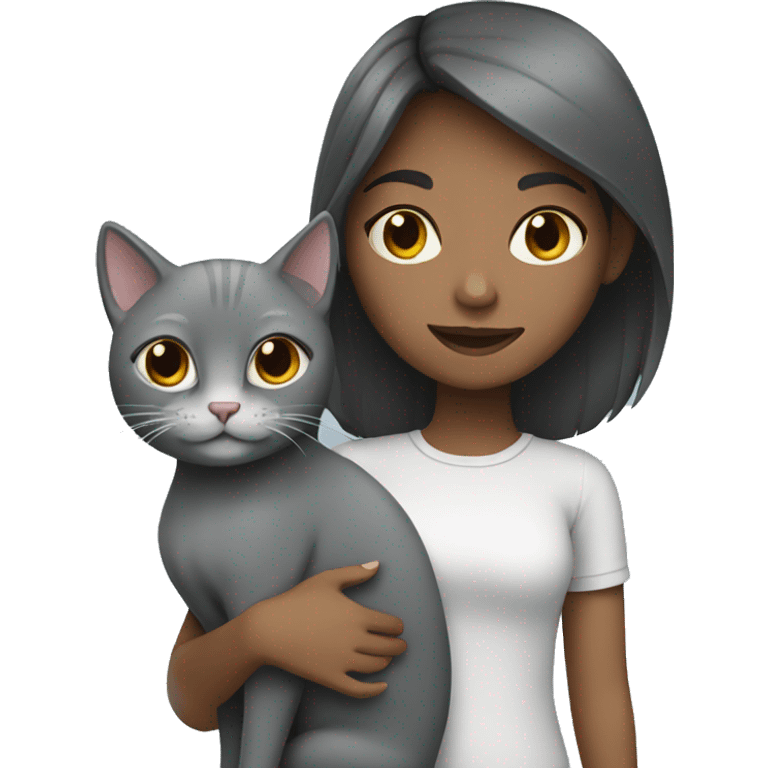 girl with grey cat emoji