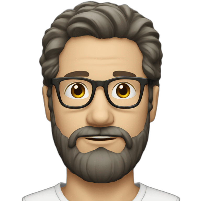 white man very dark hairs beard glasses emoji