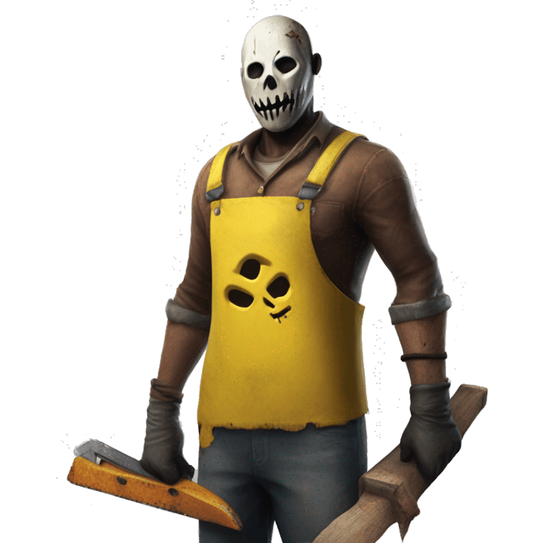 Dead by daylight cannibale beside a chest waiting with His chainsaw in His yellow Rubber apron emoji