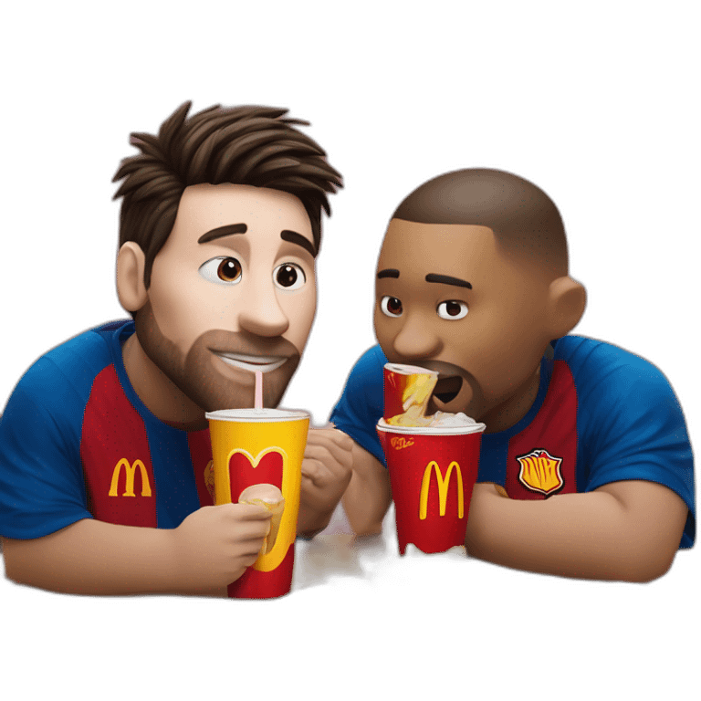 Messi eating McDonald's and drinking djino and wimto emoji