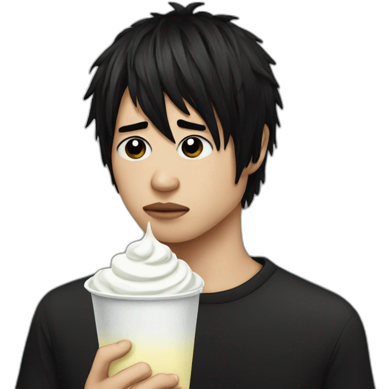 Sad emo Yogurt with black emo hair emoji