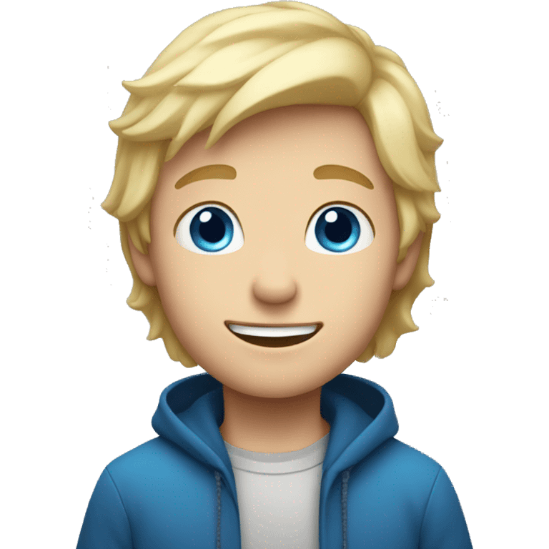 boy with blue eyes and blond hair, happy emoji