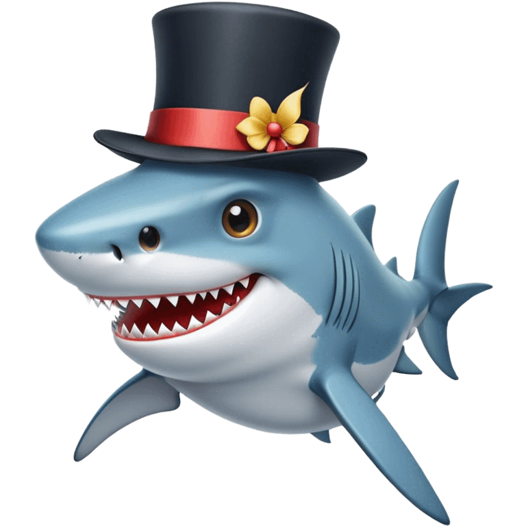 Shark with a top hat emoji