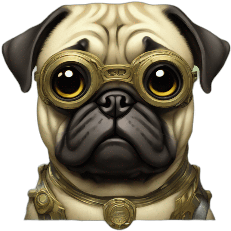 A cyberpunk pug in Art Nouveau style during 1910 emoji