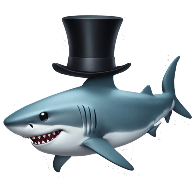 Shark with a top hat emoji