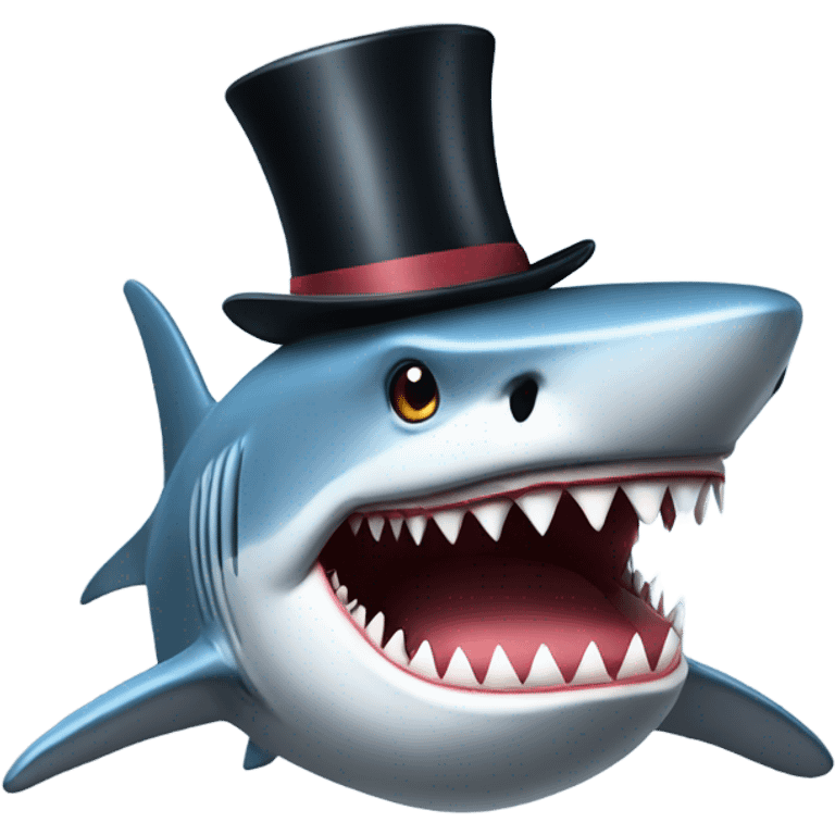 Shark with a top hat emoji