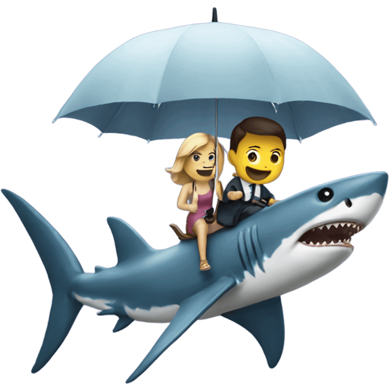 a person riding a shark with an umbrella  emoji