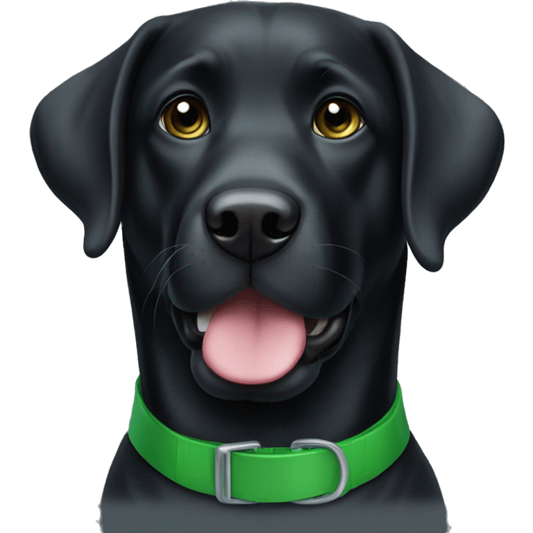 Black Labrador with green collar emoji