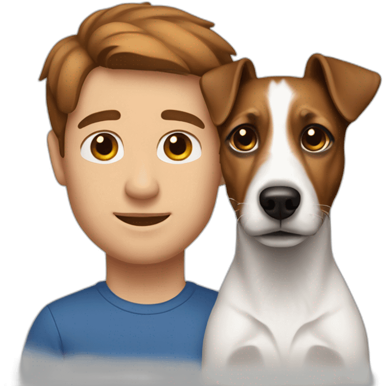 Man with brown hair with jack russell terrier emoji