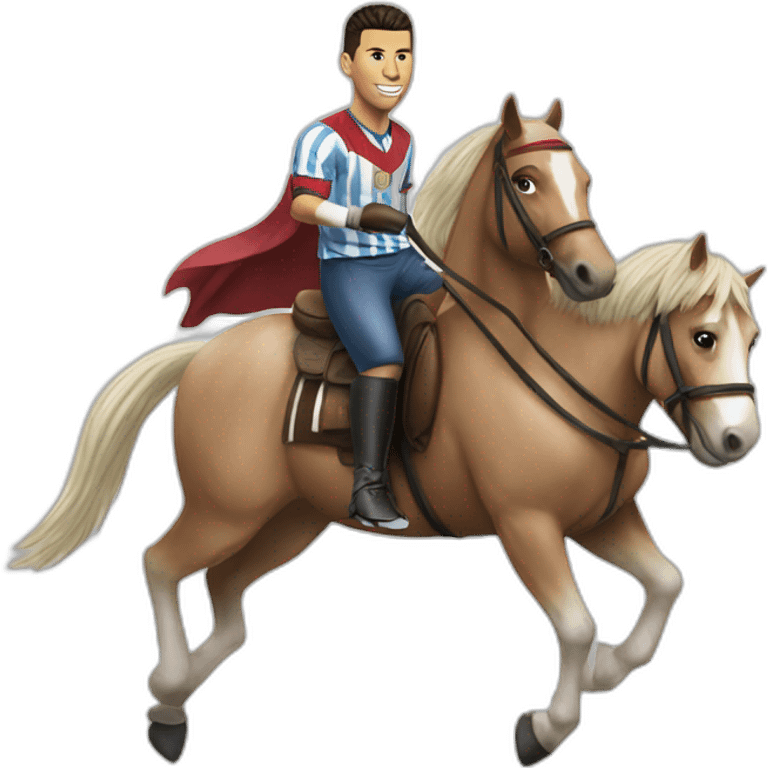 ronaldo riding a messi horse emoji