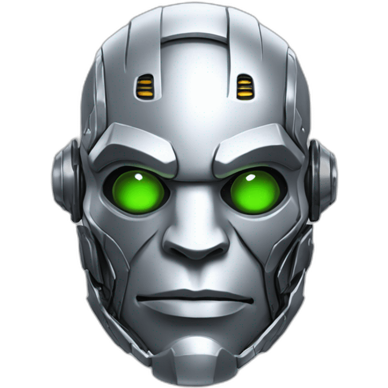 Cyber futuristic silver orc robot face emoji