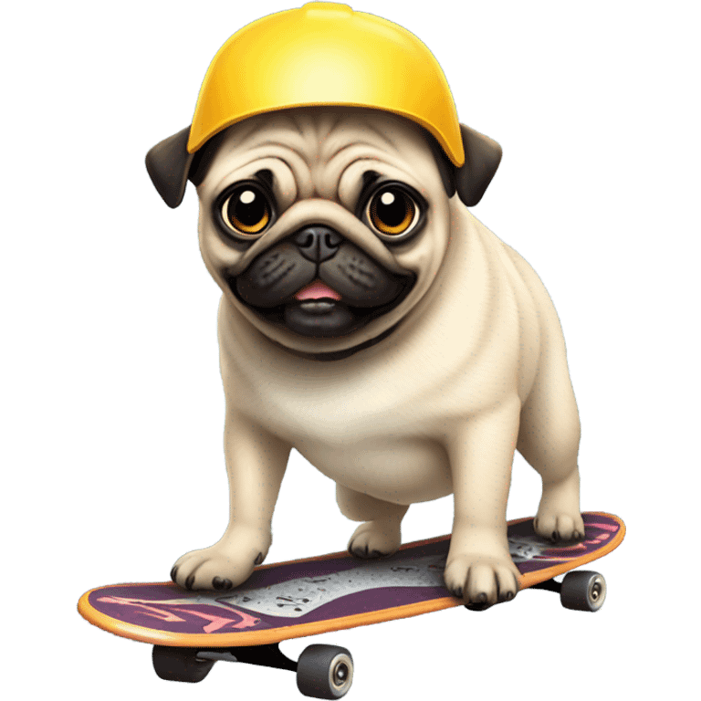 Pug skateboarding  emoji