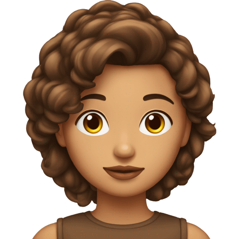 Chica con cabello largo marron y tez morena emoji