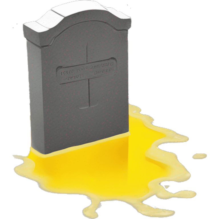 headstone in a puddle of yellow water emoji