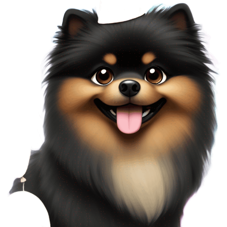 black pomeranian happy party emoji