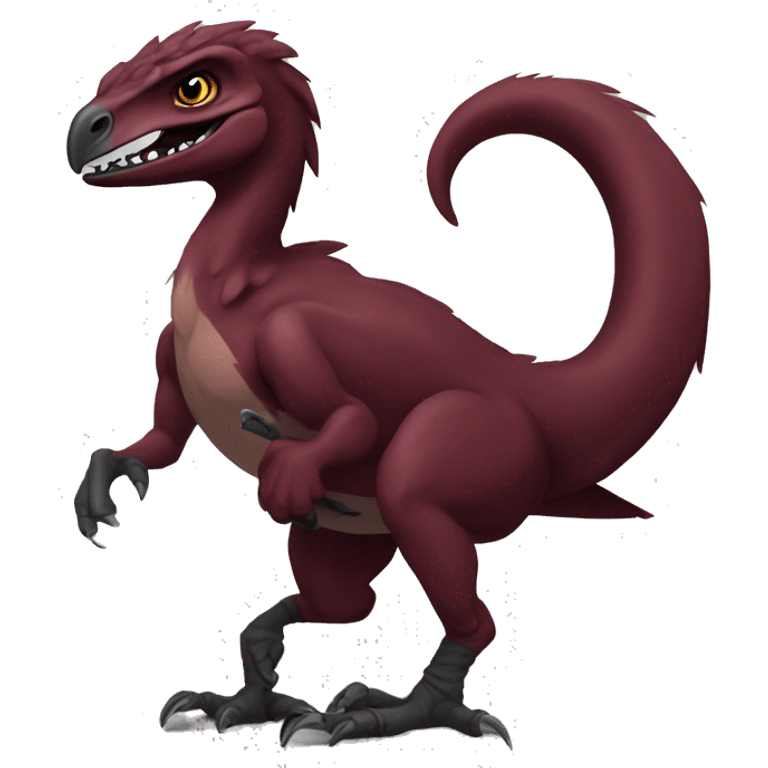 Cool edgy Maroon raptor with darker mane emoji