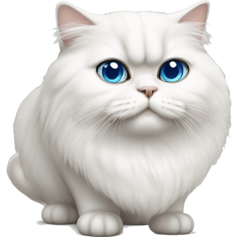 White Persian cat, blue eyes, fat cat emoji