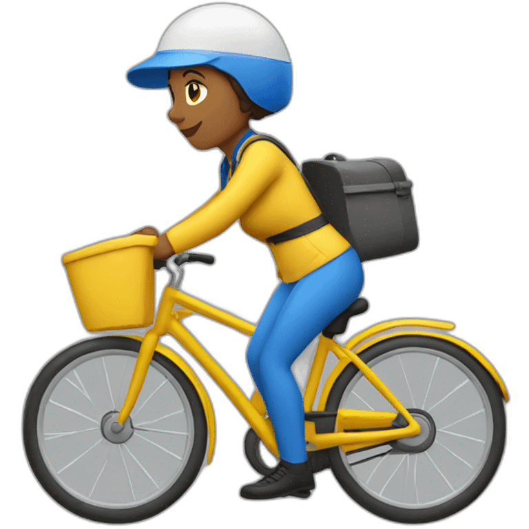 french female mail carrier on a yellow bike emoji