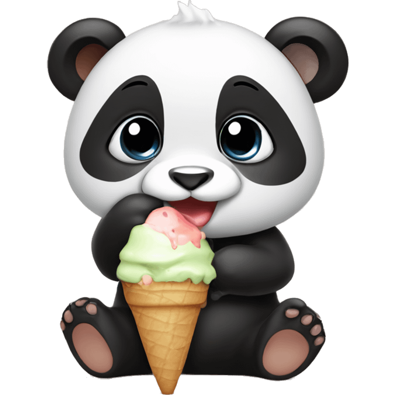 Baby panda with ice cream emoji