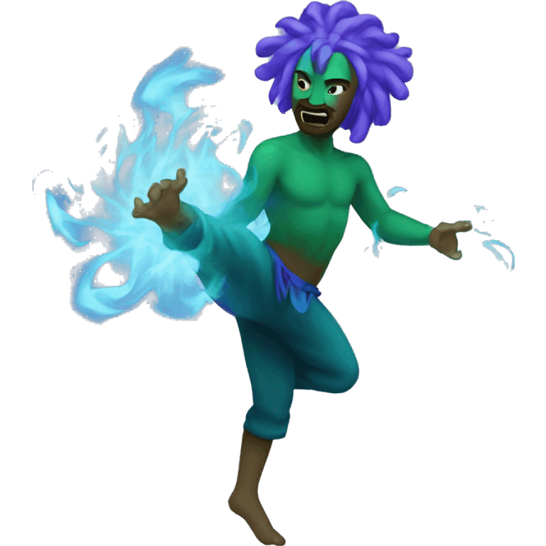 green blue and purple fire dancing emoji