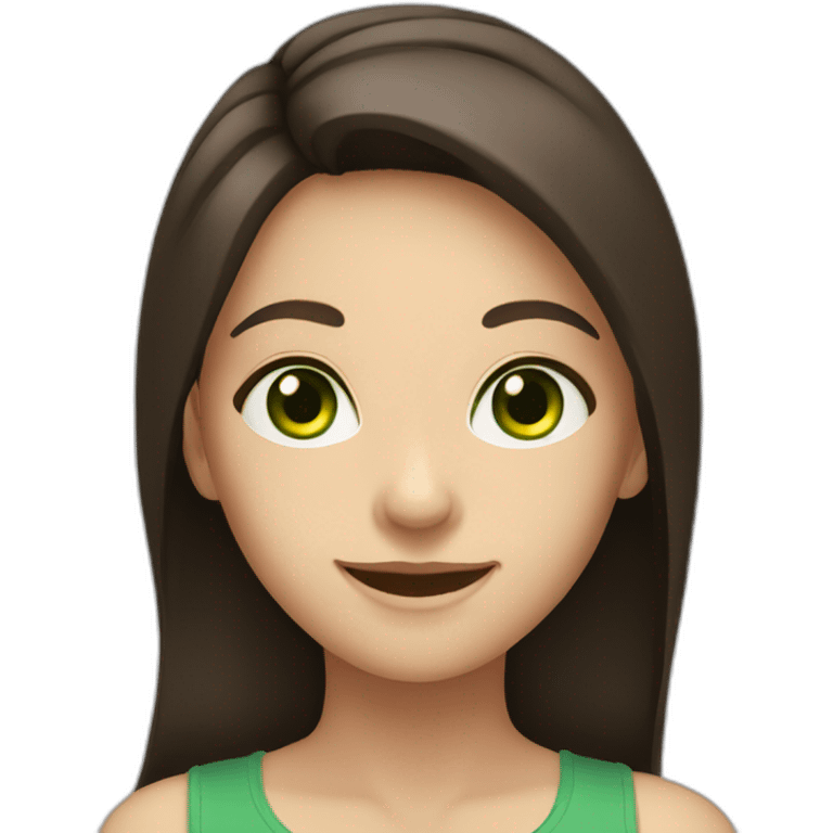 girl smiling with green eyes and long dark brown hair emoji