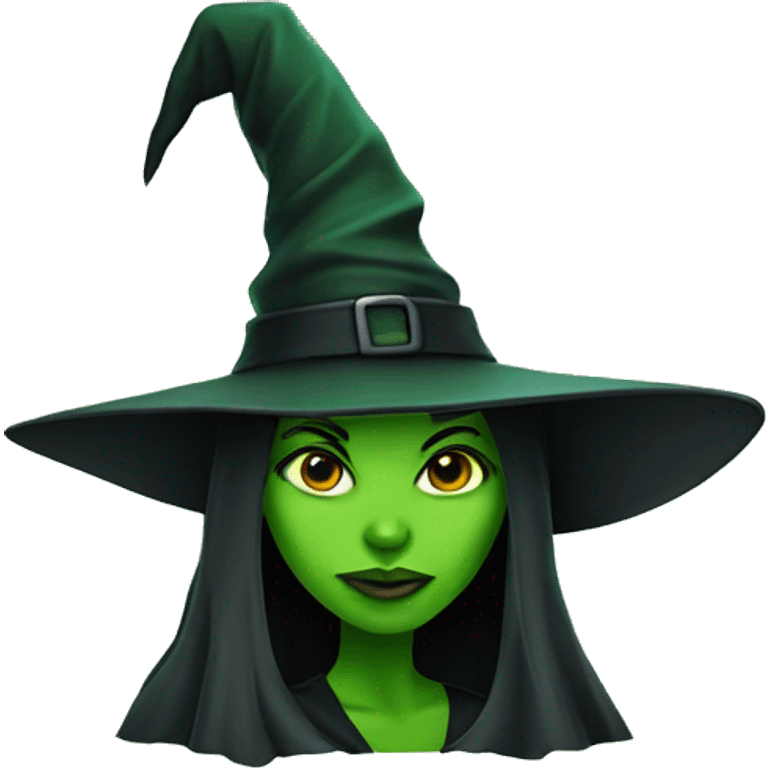 Wicked green girl with witch hat  emoji