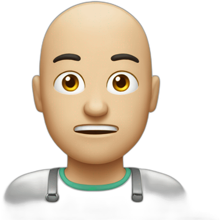 Bald angry canteen staff, arabic, mobcap emoji