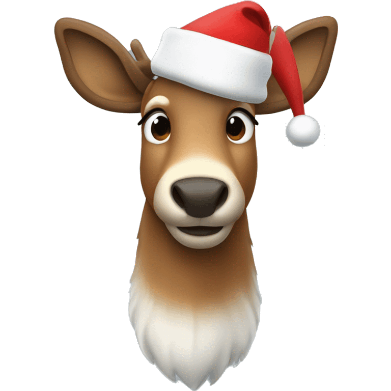 Reindeer with a Santa hat emoji