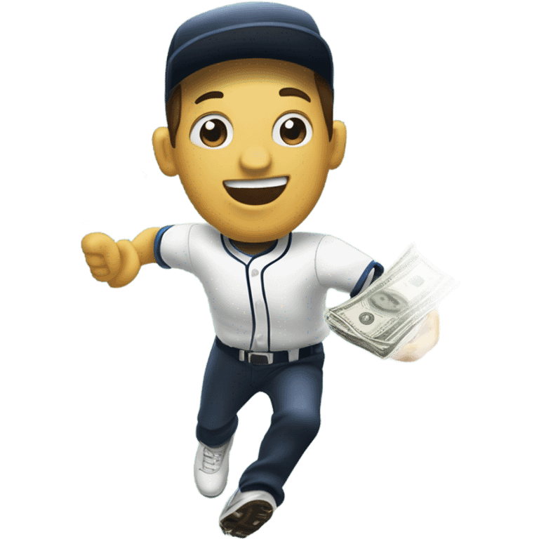 Catching flying money in a baseball glove emoji