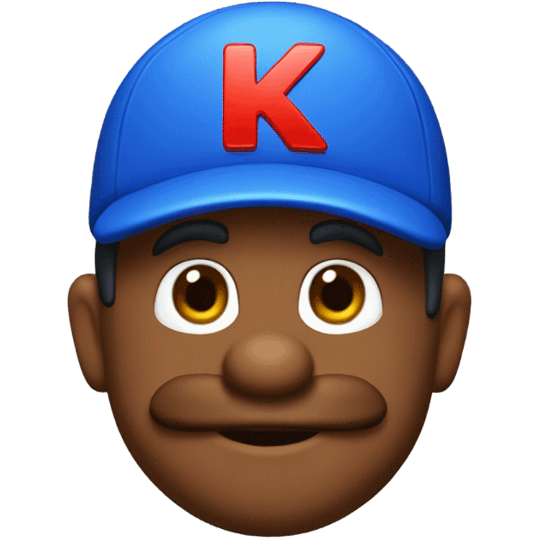 Brown Mario blue hat letter k emoji