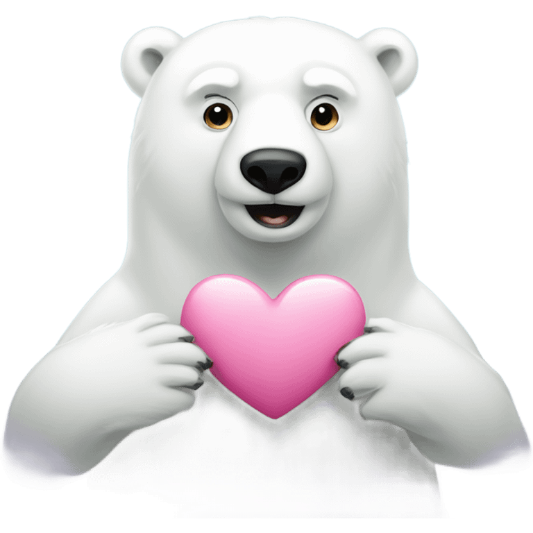 A polar bear with a pink heart emoji