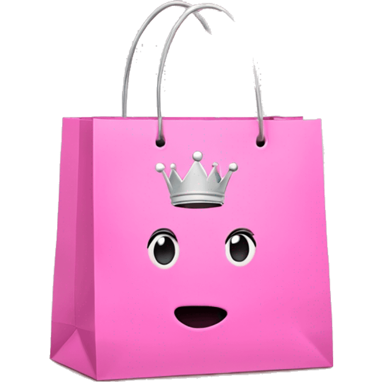 shopping bag pink with silver crown in front emoji