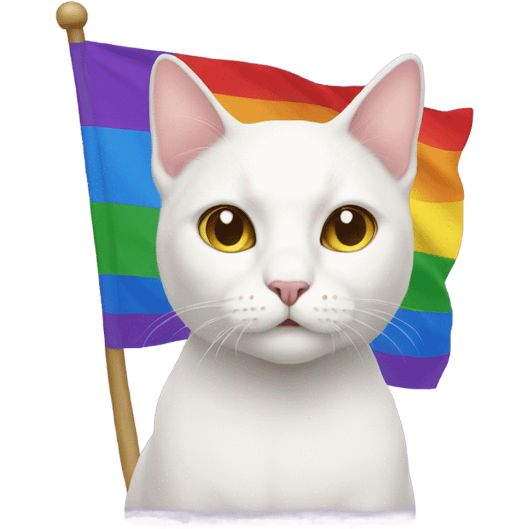 white cat with lgbt flag emoji