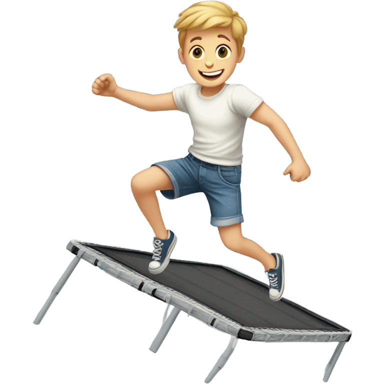 White Boy jumping on trampoline  emoji