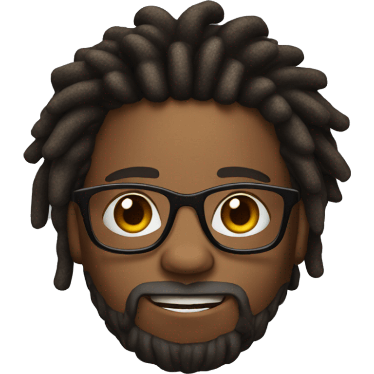 brown skin African American with dreads and glasses and beard emoji