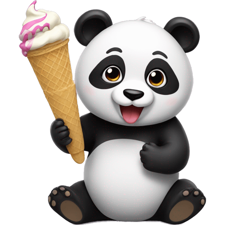 Panda eating ice cream emoji