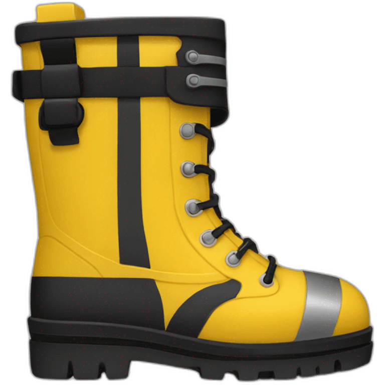 A pair of fireman yellow and black rubber boots emoji