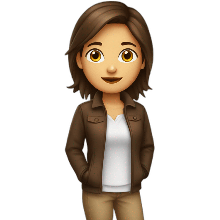 fille-brune-aux-yeux-marrons-en-tenue-étudiante emoji