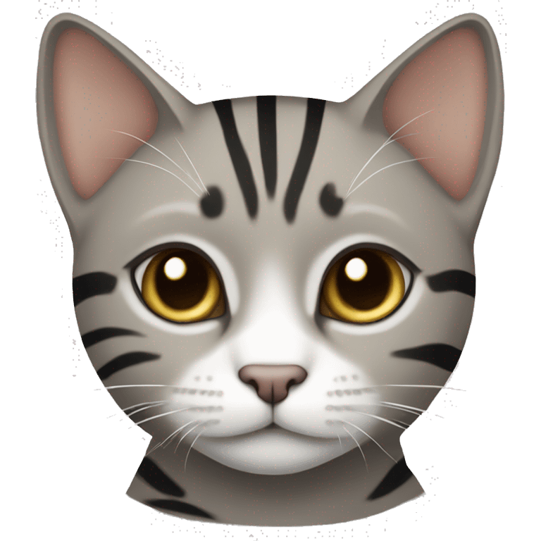 light gray brown cat with black stripes emoji