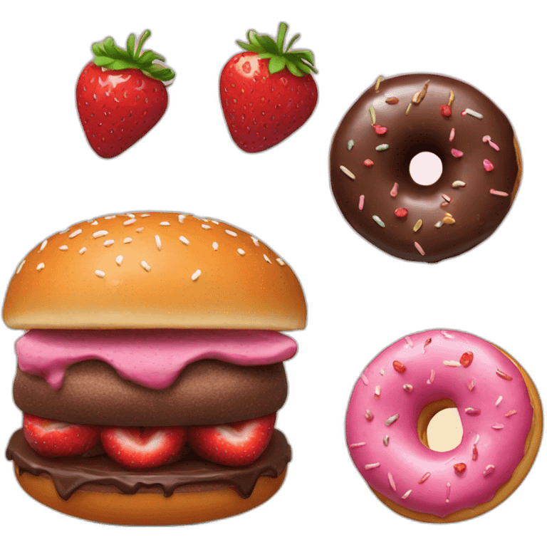 a sweet chocolate and strawberry burger with doughnut buns emoji