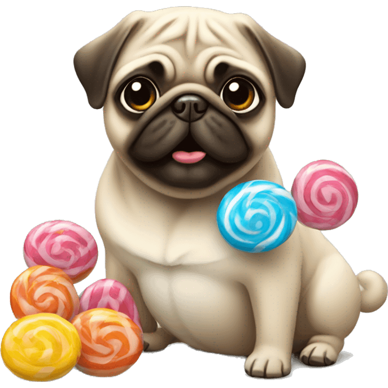 Pug with candies  emoji